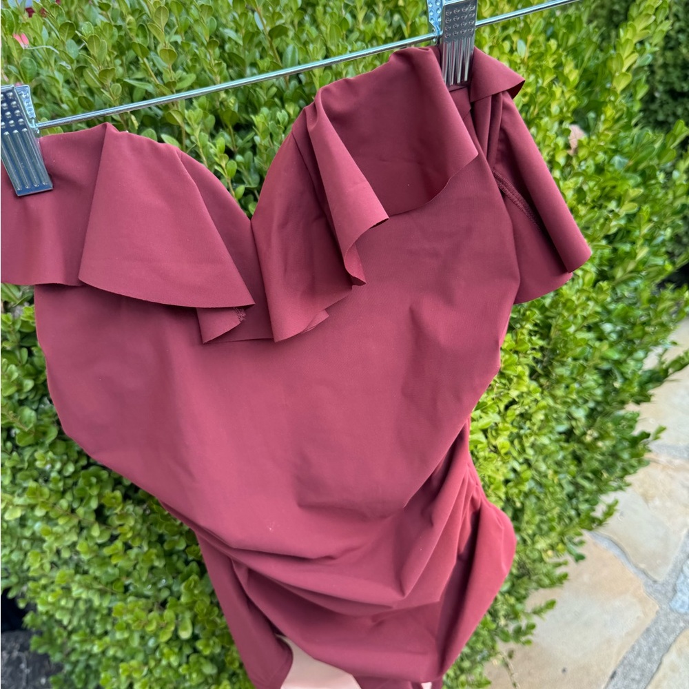 NEW J. Crew Ruffle One Piece Swimsuit Rust High Rise Padded top size 4